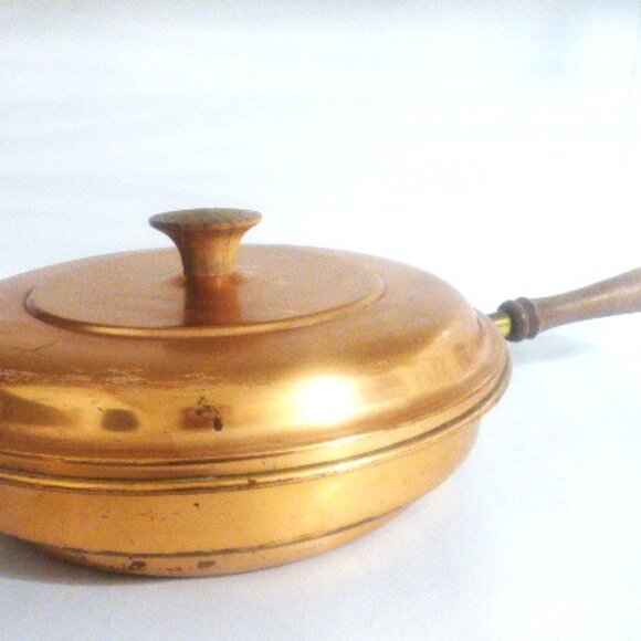 Vintage COPPER FRYING PAN Copper SKILLET Fire Stove Camping Wood Stove - Picture 8 of 8